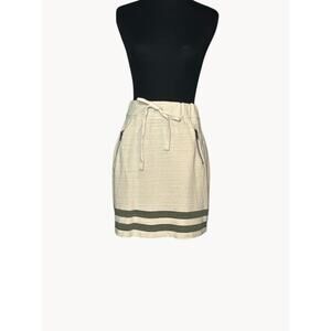 Caslon cream green striped pull on casual mini skirt size XS
